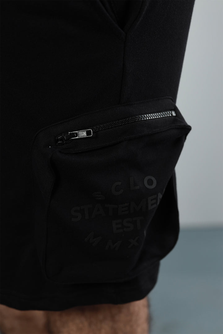 Black SCLO Statement Shorts (Plus Size) - P22 - MSH025P