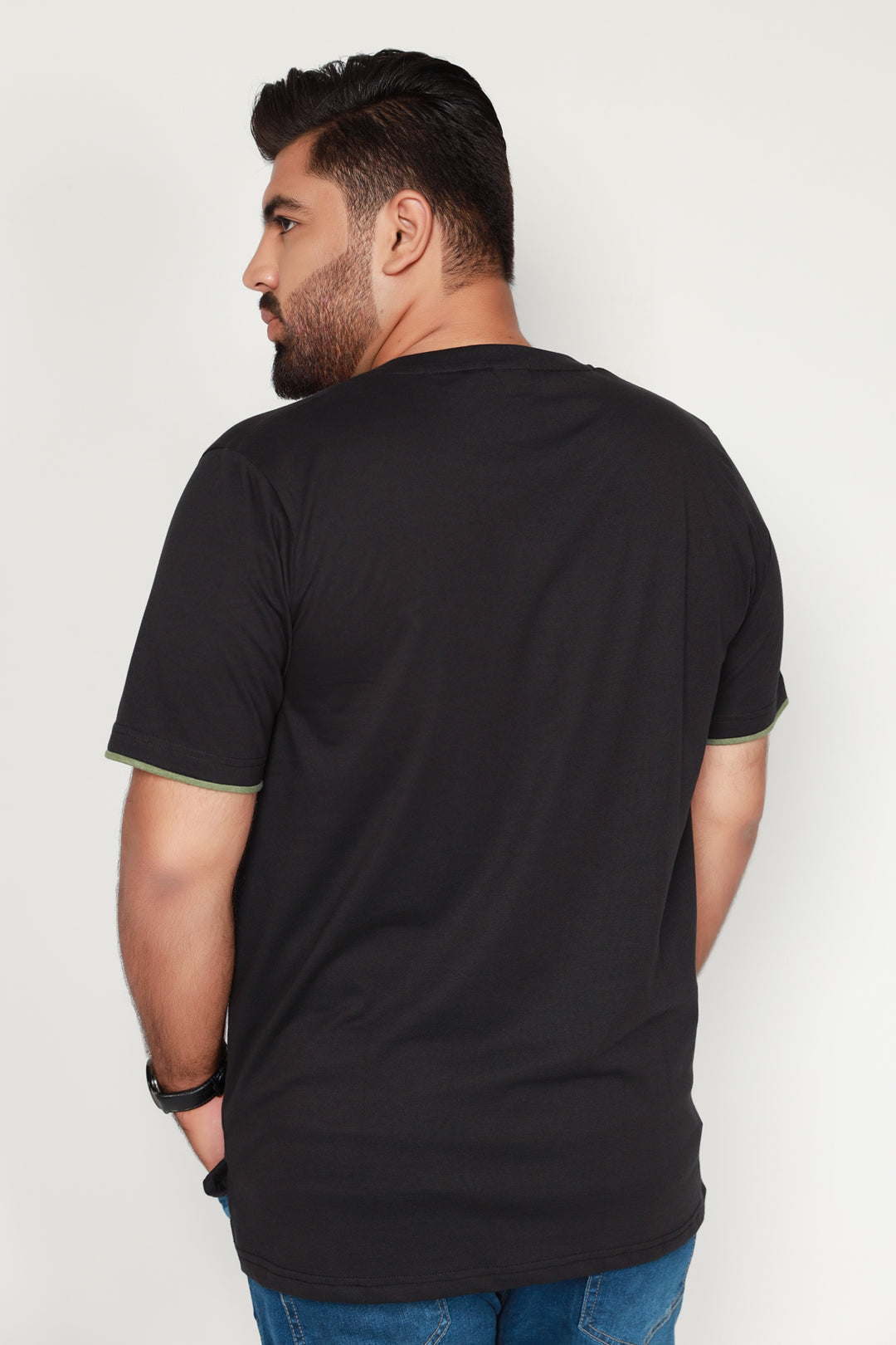 Black Mock Neckline T-Shirt (Plus Size) - S22 - MT0182P