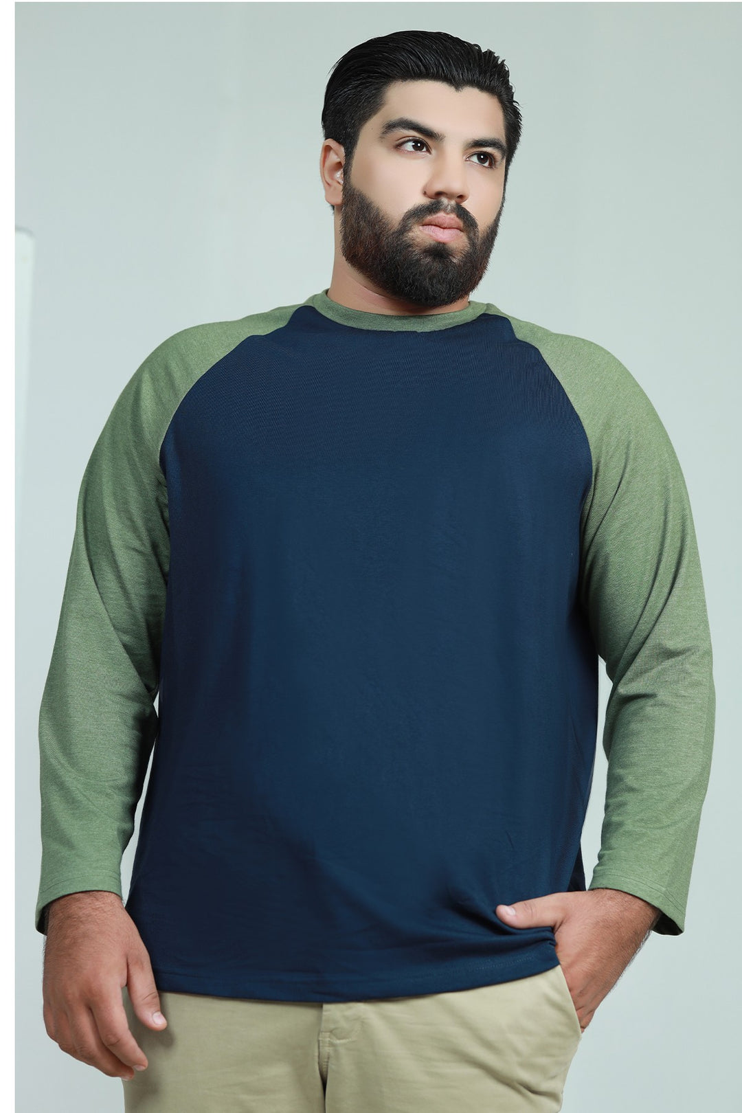 Navy Blue Raglan T-Shirt (Plus Size) - W21 - MT0131P