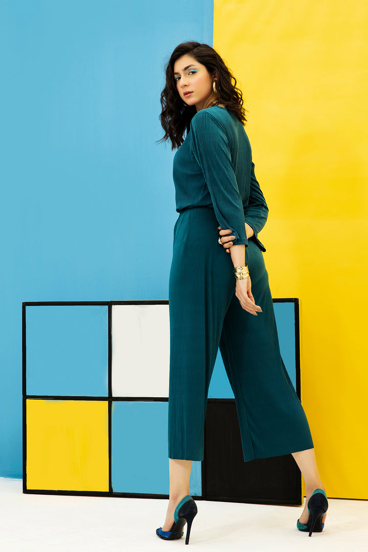 Aqua Green Pleated Palazzo - A21 - WTR0009