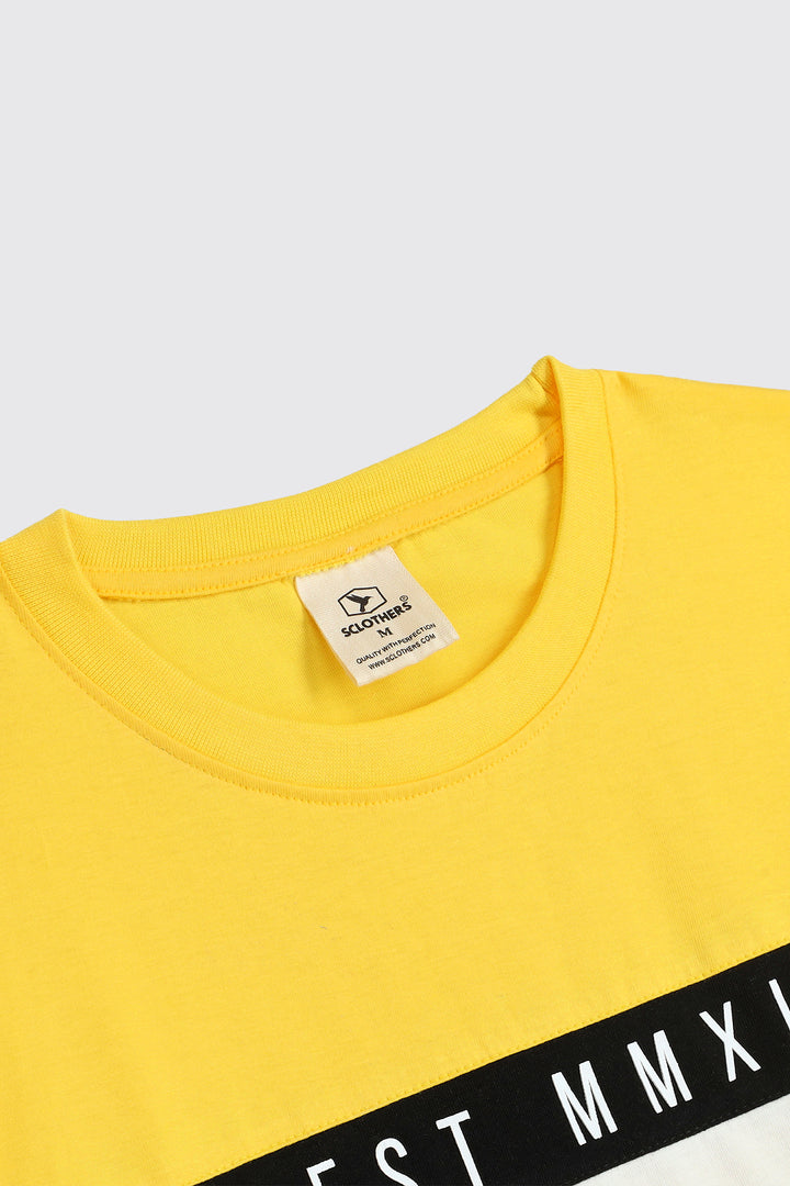 Yellow Maize Paneled Graphic T-Shirt - A23 - MT0288R