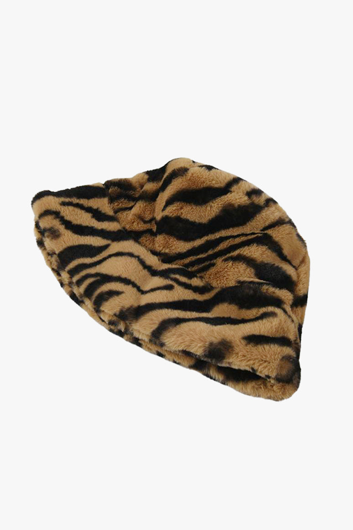 Rose Bucket Zebra Fur Hat - W22 - WHT0001