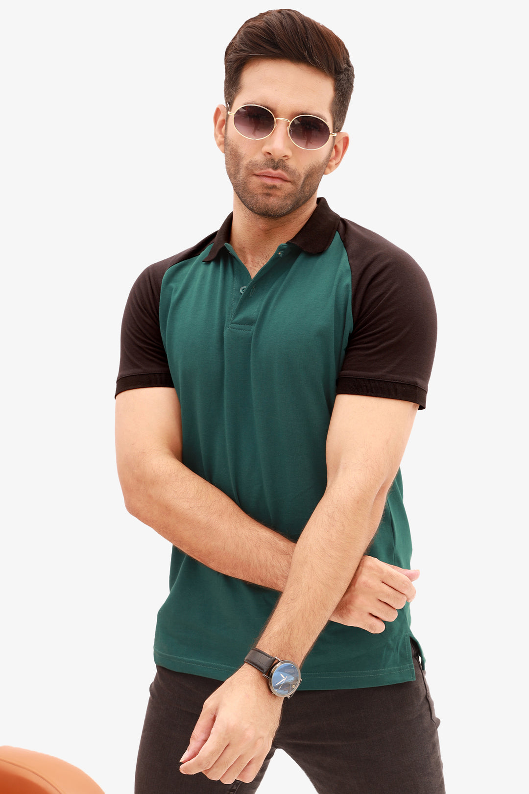 Teal & Black Raglan Polo Shirt - S22 - MP0117R
