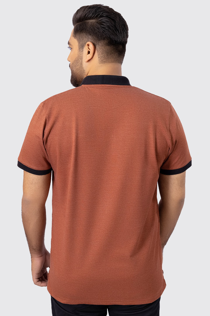 Brown Melange Tri-Color Polo Shirt (Plus Size) - A23 - MP0180P