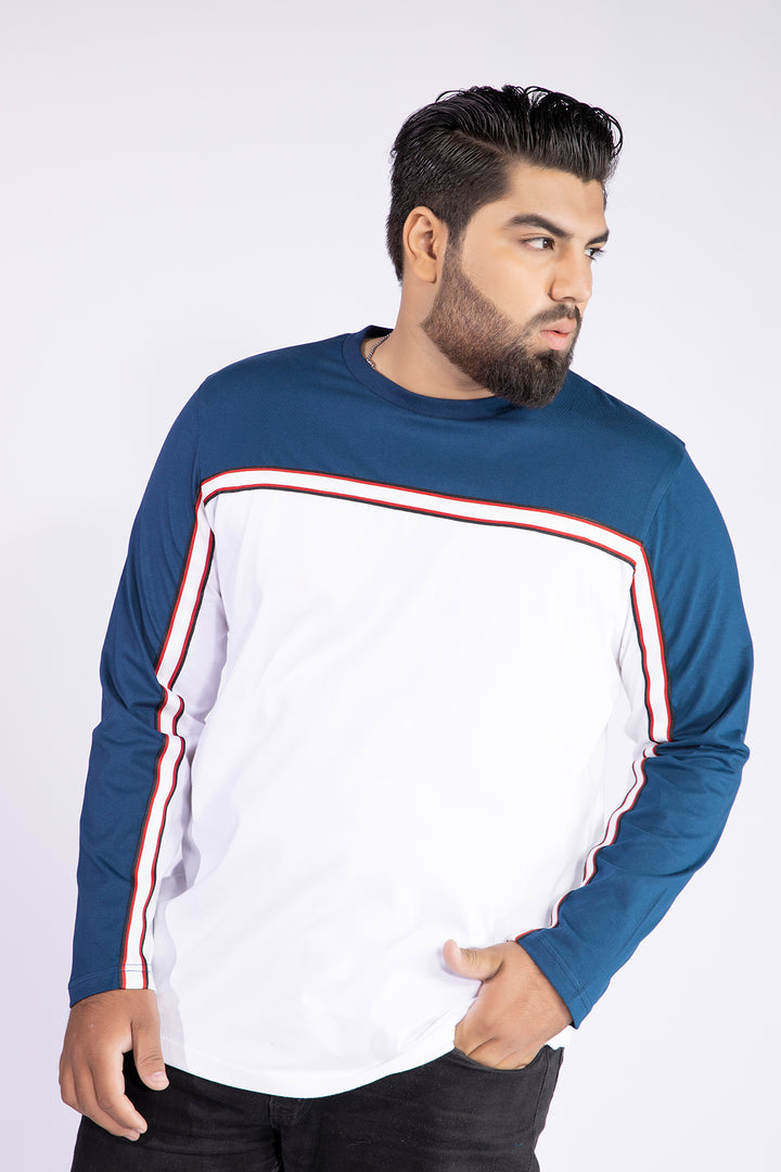 Blue Tapered Cut & Sew T-Shirt (Plus Size) - W21 - MT0129P