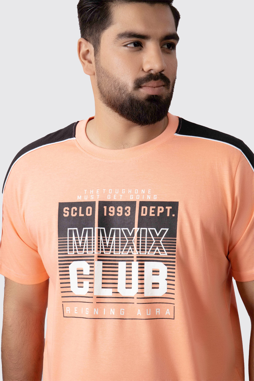 Coral & Black Graphic T-Shirt (Plus Size) - A23 - MT0296P