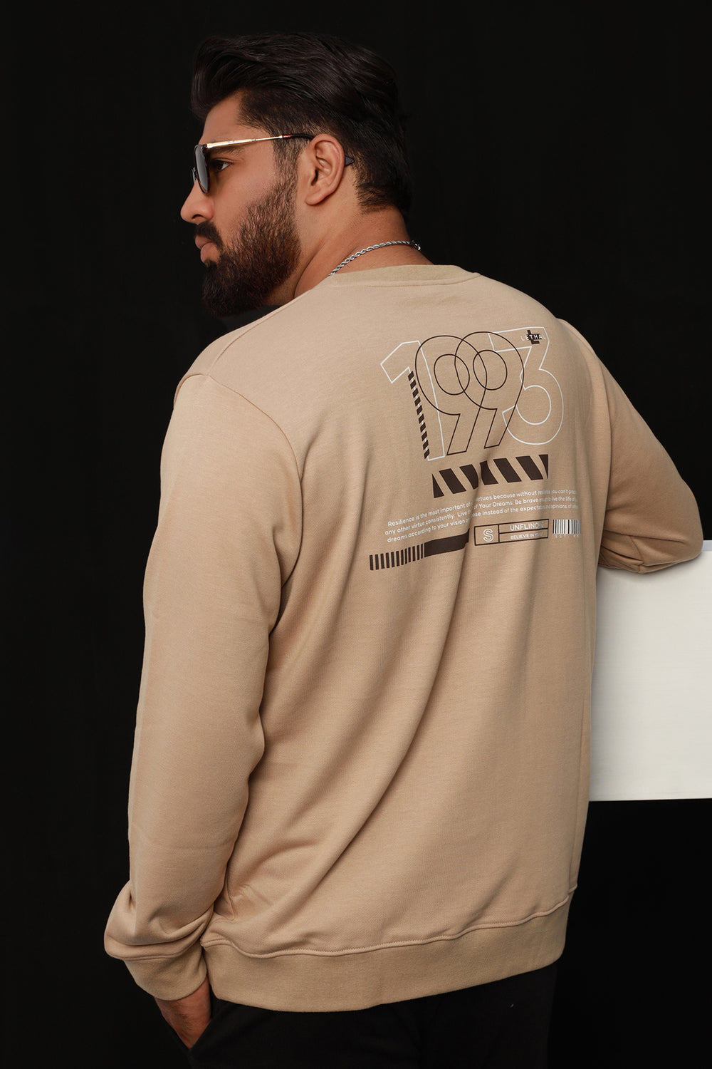 Taupe 1993 Back Printed Sweatshirt Plus Size Online in Pakistan