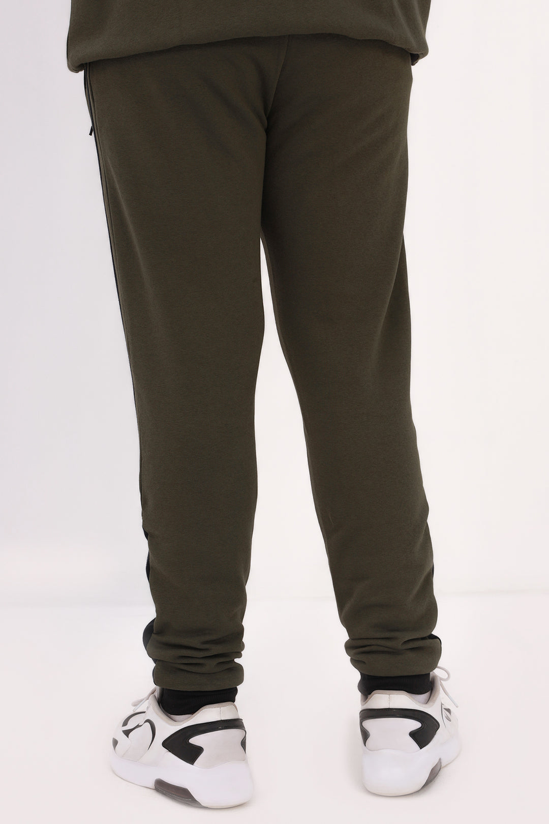 Moss Green & Black Paneled Jogger Pants Plus Size