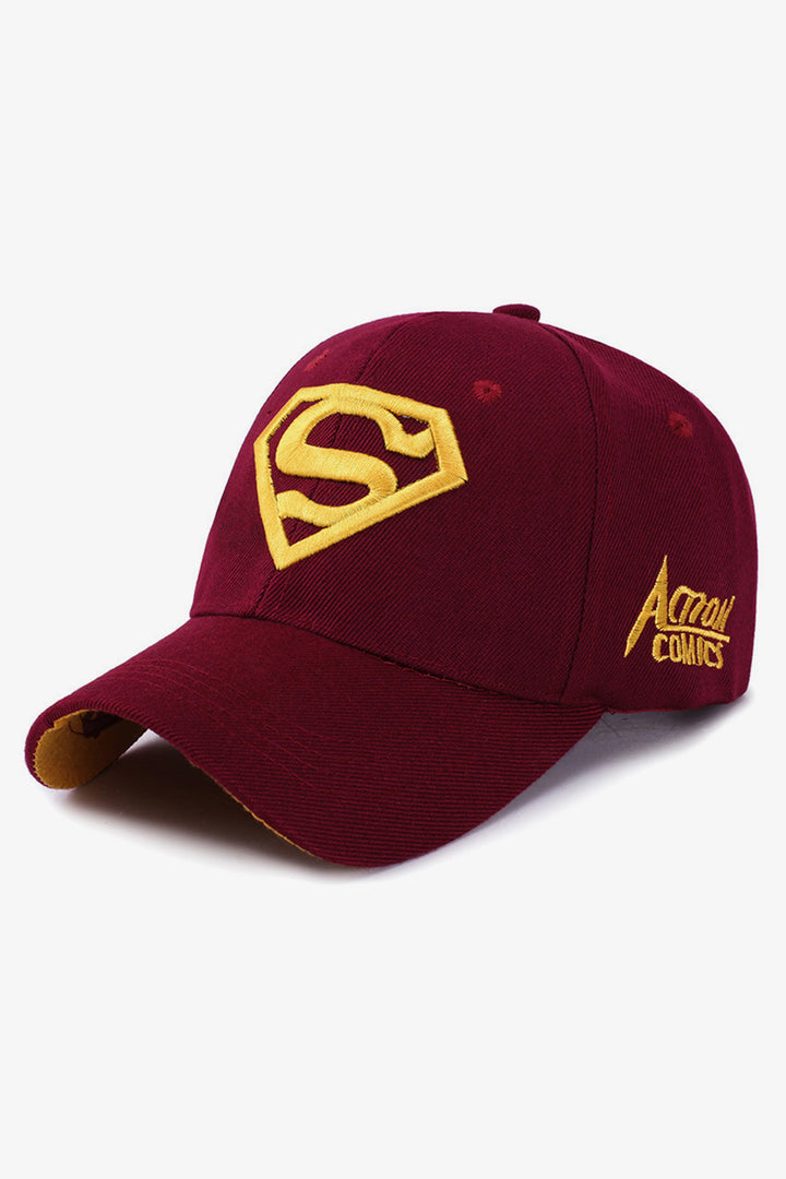 Maroon Superman Embroidered Cap