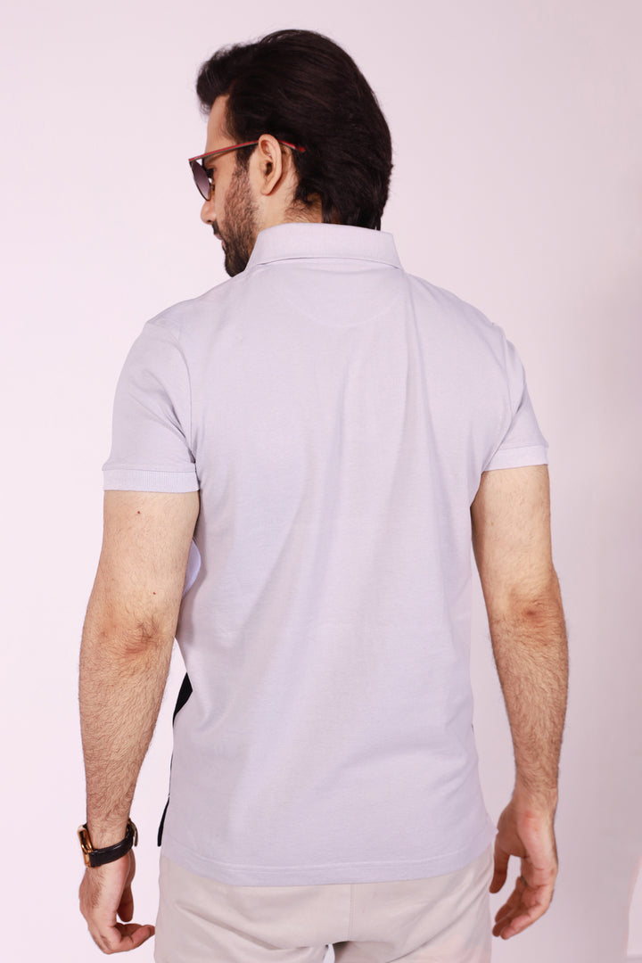 Grey Tri-Color Embroidered Polo Shirt - S22 - MP0067R