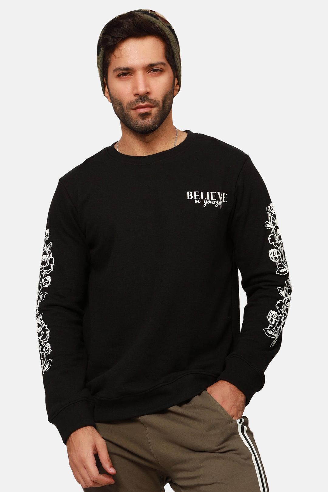 Men's Believe Emboss Printed Sweatshirt Online in Pakistan