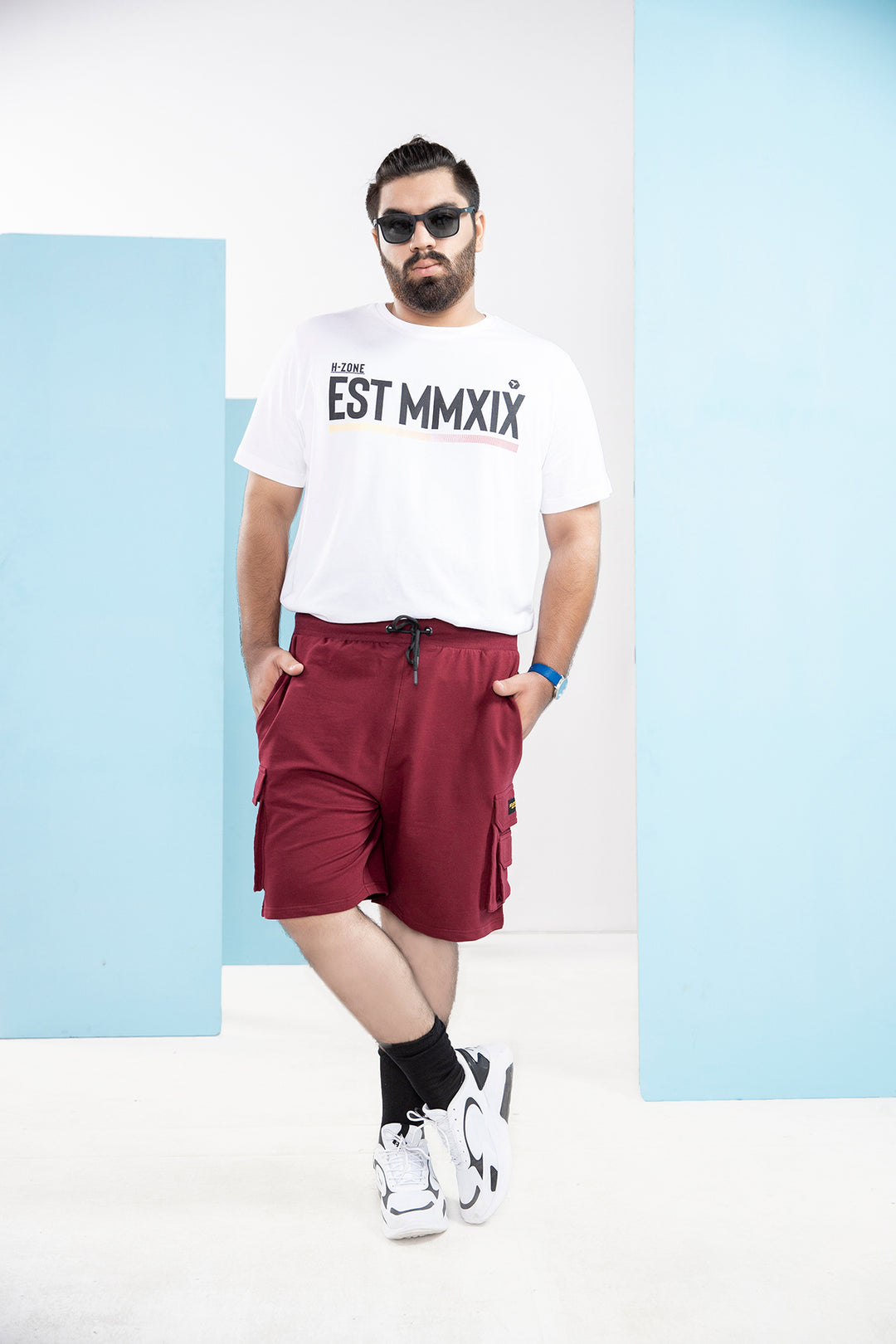 Maroon Cargo Shorts (Plus Size) - S21 - MSH011P