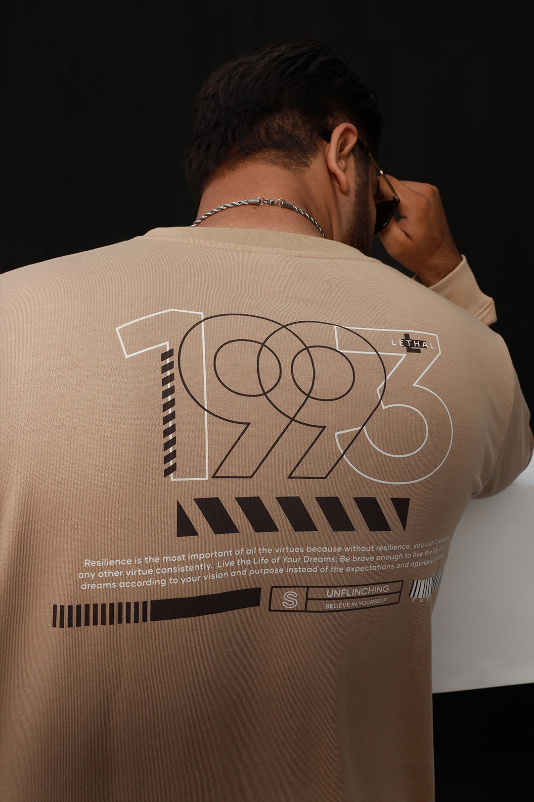 Taupe 1993 Back Printed Sweatshirt Plus Size Online in Pakistan