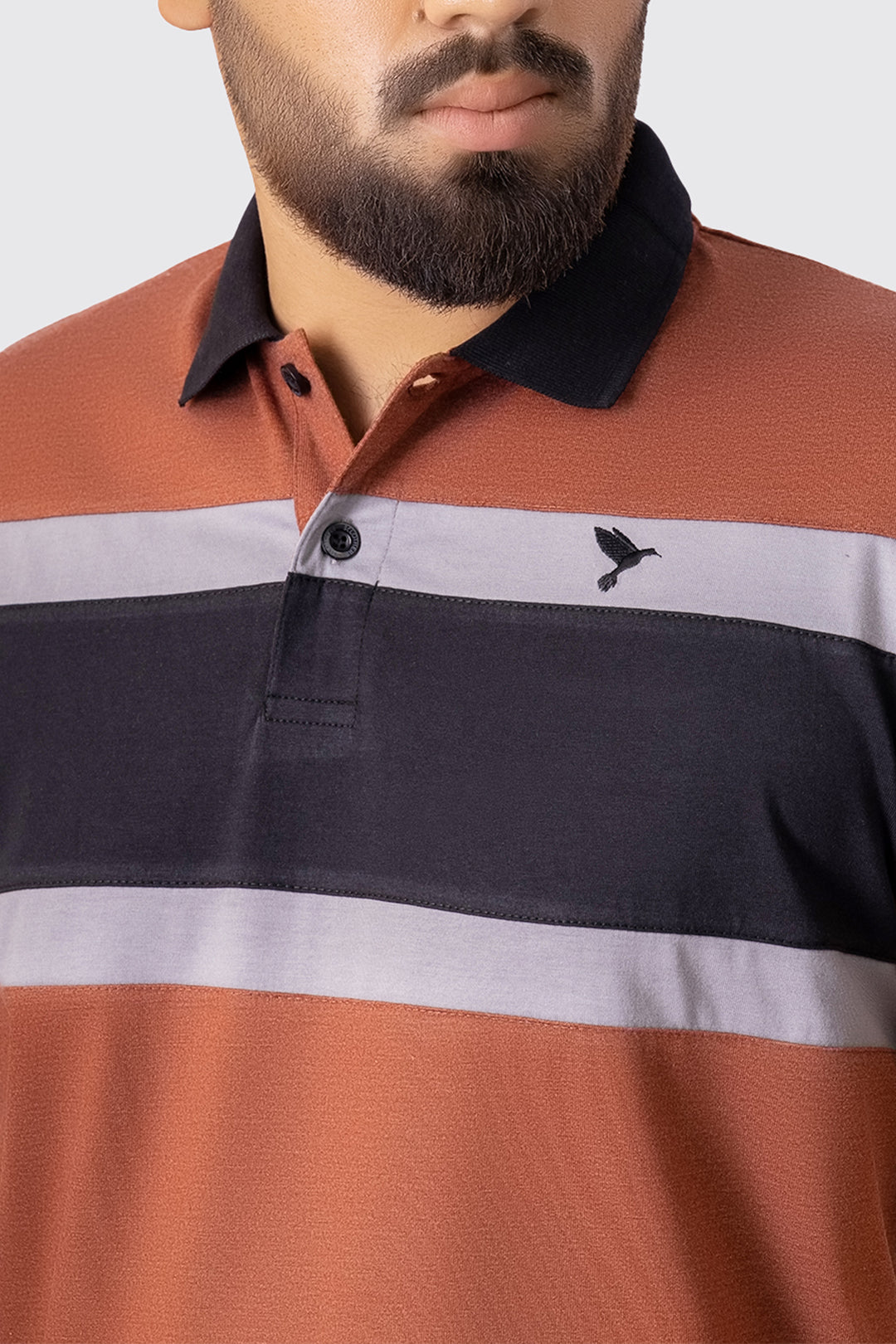 Brown Melange Tri-Color Polo Shirt - A23 - MP0180R