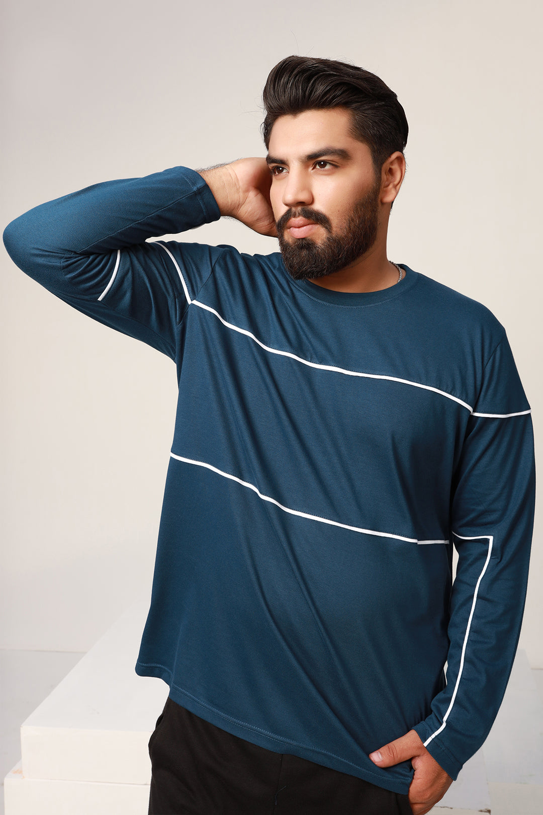 Men's Midnight Blue Panelled T-Shirt Online in Pakistan Online in Pakistan