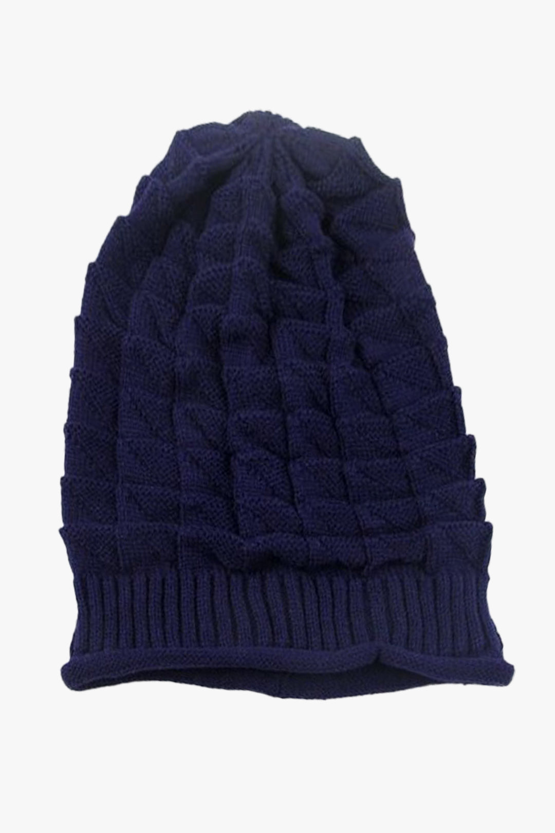 Navy Blue Knitted Baggy Beanie