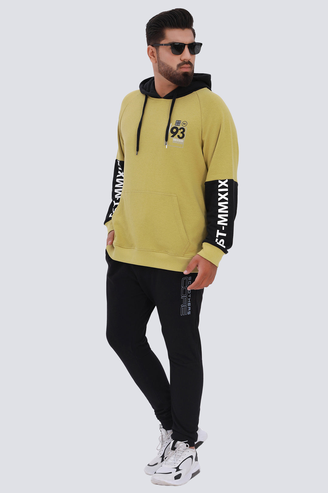 Olive And Black Graphic Hoodie 