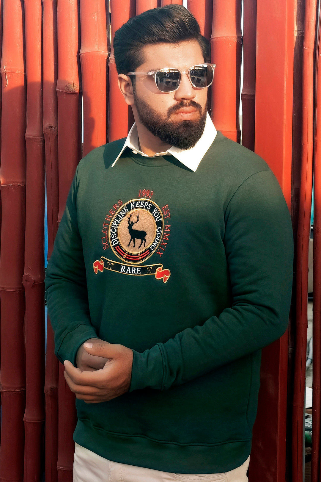 Rare Embroidered Green Sweatshirt Online in Pakistan