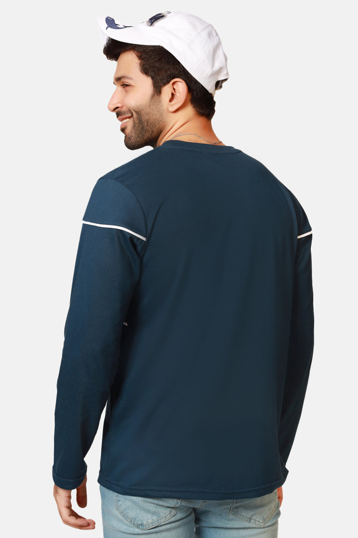 Men's Midnight Blue Panelled T-Shirt Online in Pakistan