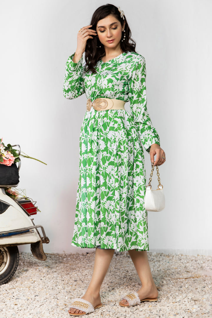 Green Floral Dress - A21 - WD00005