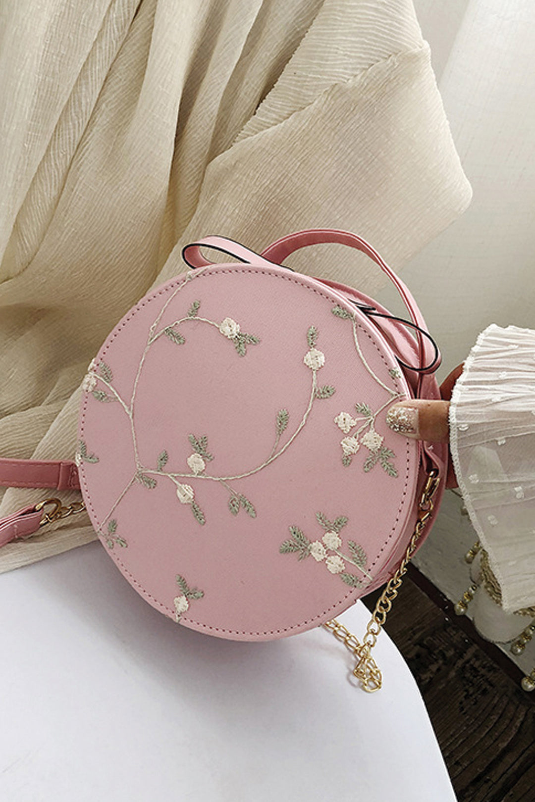 Pink Trendy Lace Round Bag - S22 - WHB0021