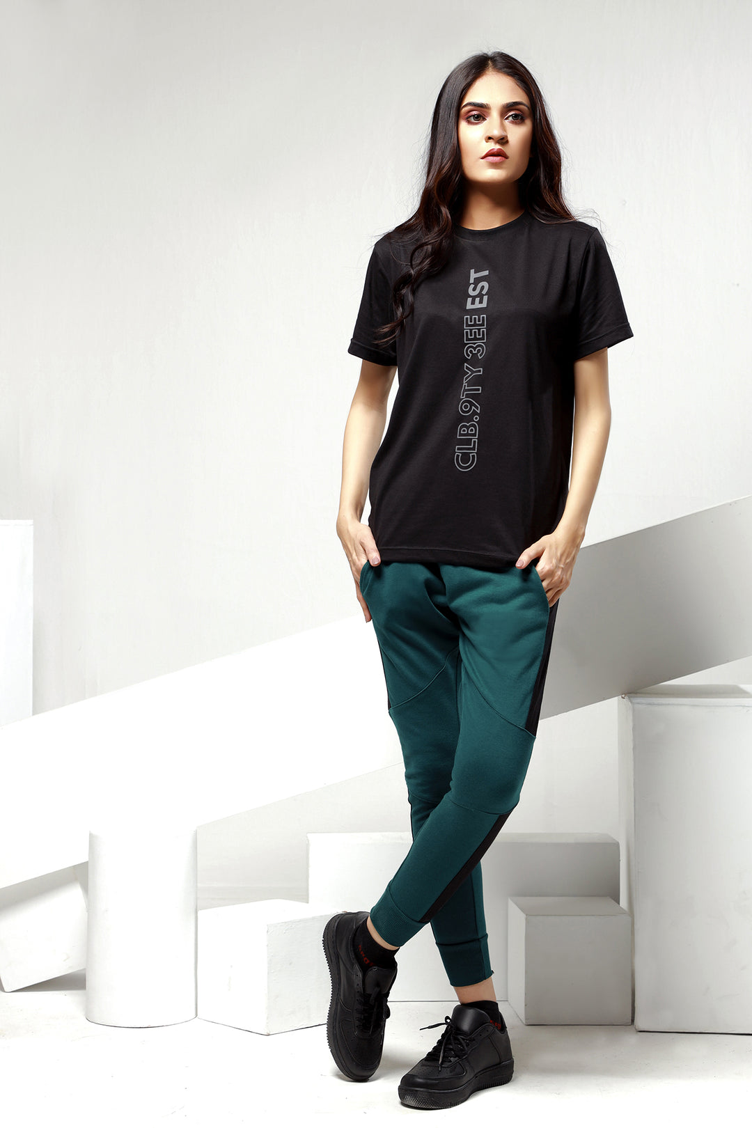 Black Printed T-Shirt (Plus Size) - P21 -MT0010P