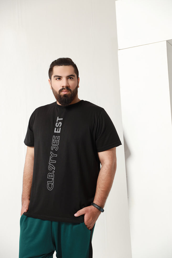 Black Printed T-Shirt (PLUS SIZE) - P21 - MT0010P