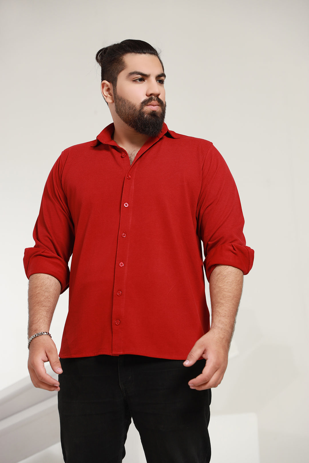 Casual Maroon Shirt (Plus Size) - S21 - MS0004P