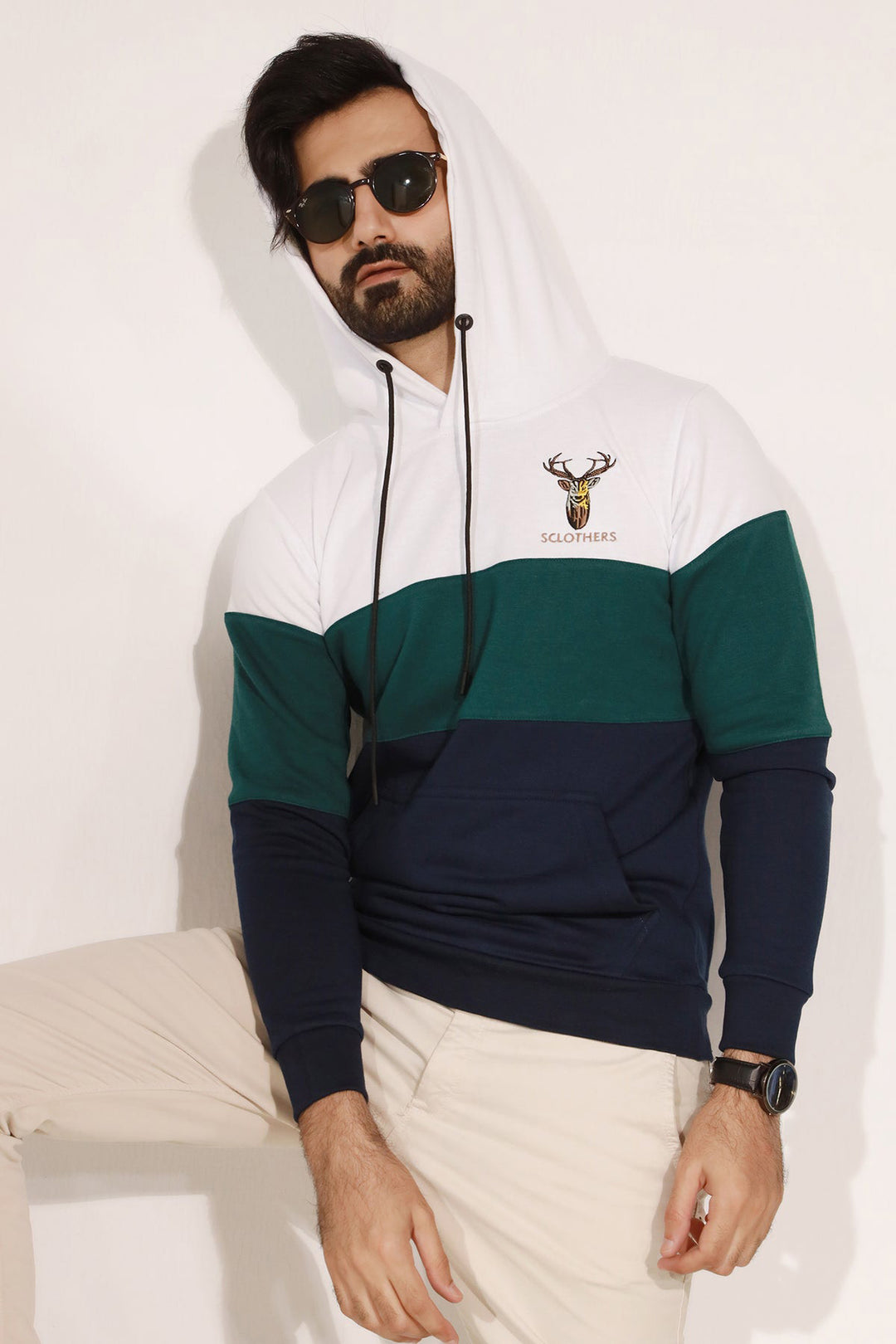 Sclothers Embroidered Tri Color Hoodie