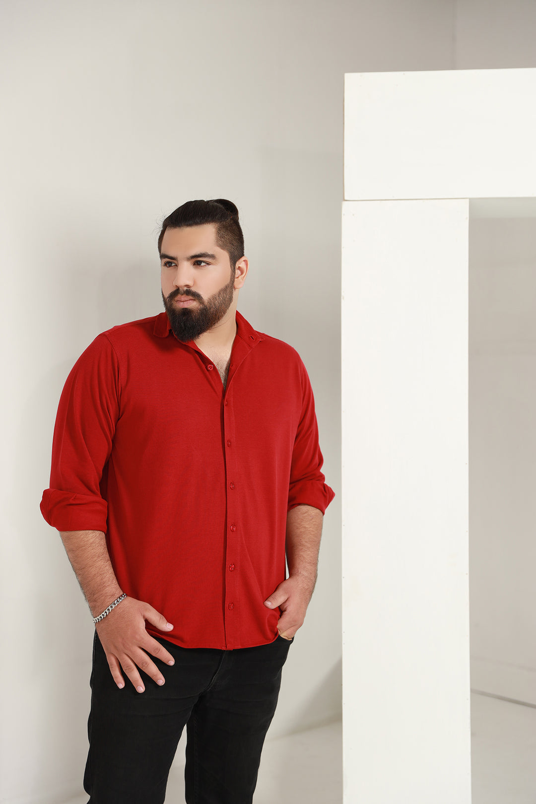 Casual Maroon Shirt (Plus Size) - S21 - MS0004P