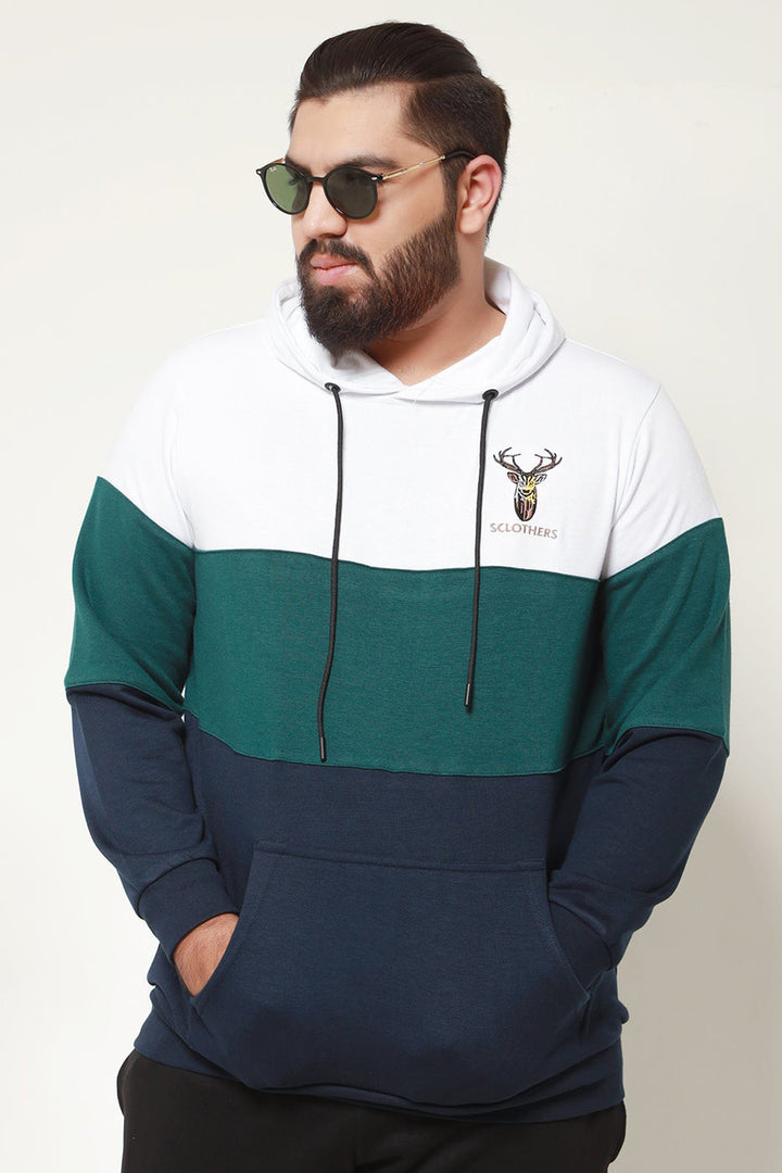 Sclothers Embroidered Tri Color Hoodie Plus Size