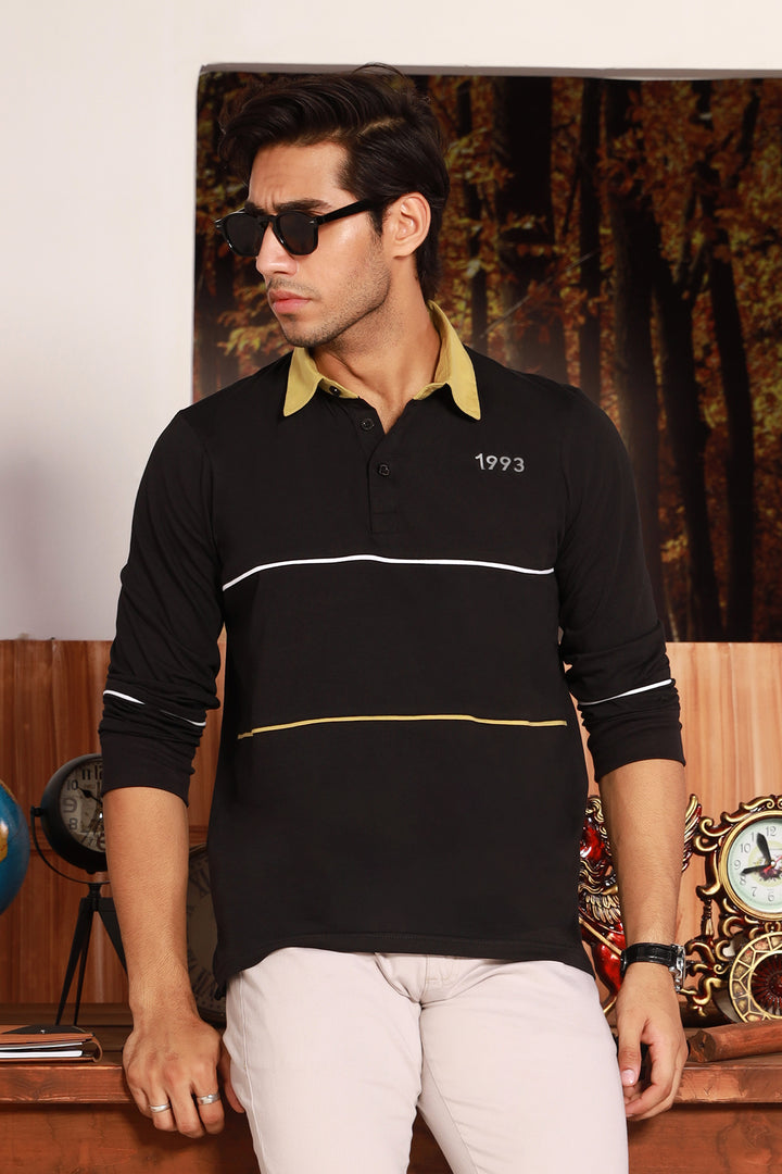 Black & Olive Rugby Polo Shirt 