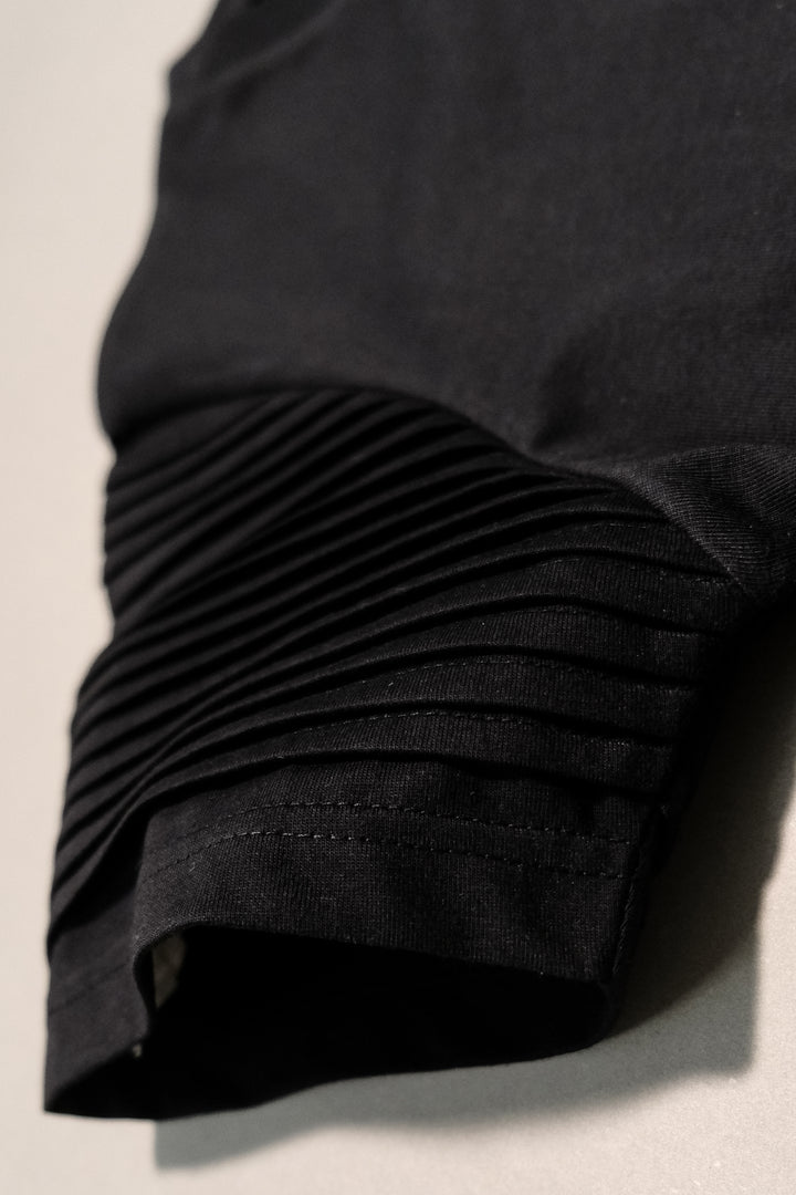 Black Pleated T-Shirt - P21 - MT0075R