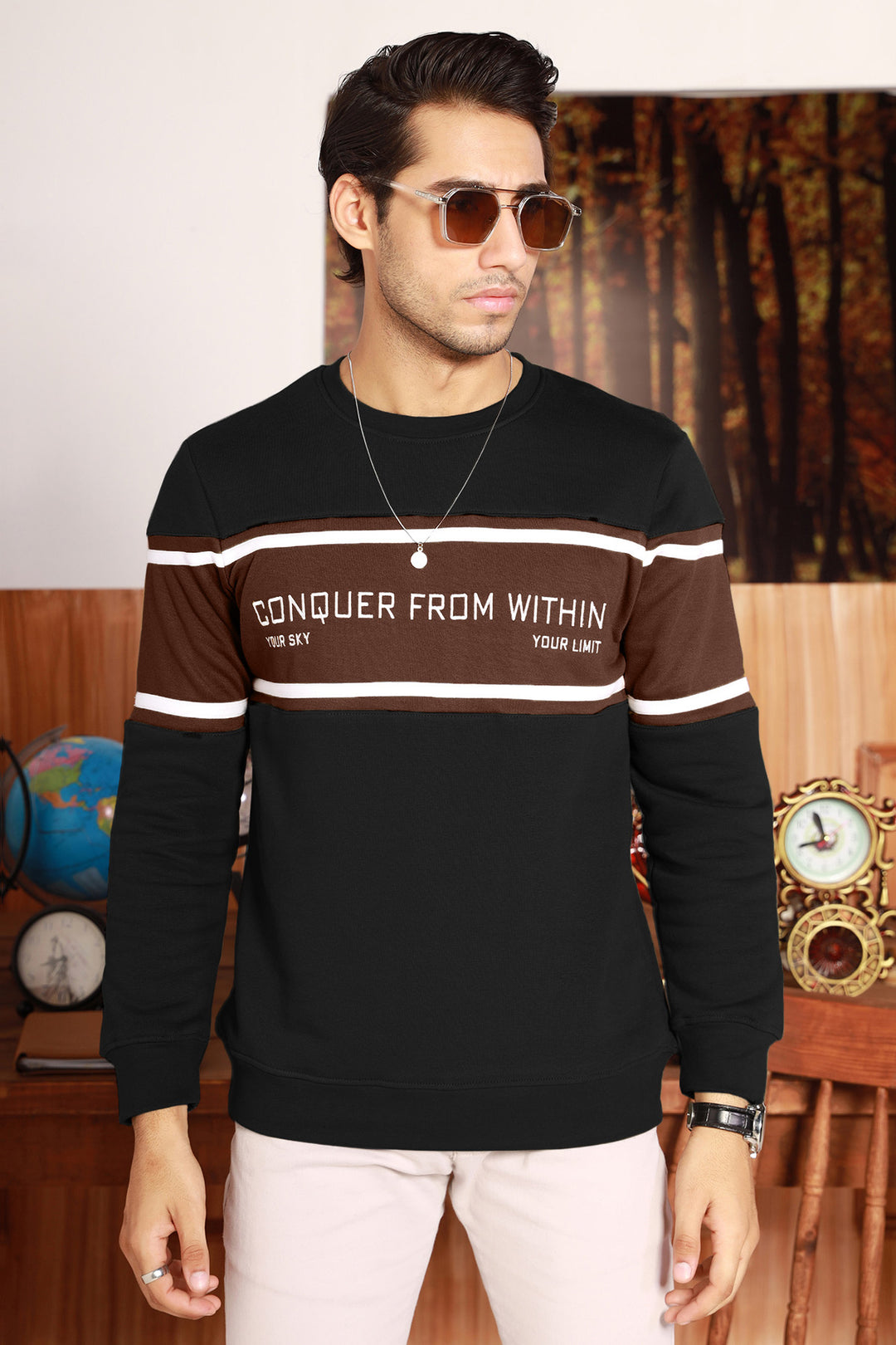 Conquer Embroidered Black Sweatshirt 