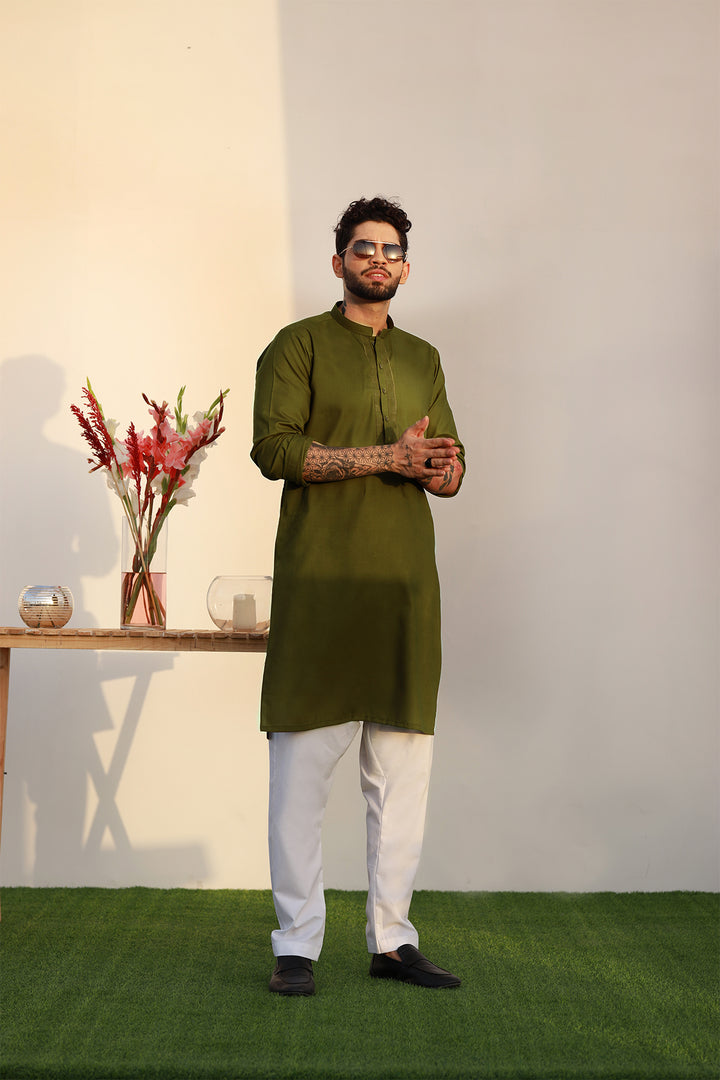 Green Embroidered Kurta - P22 - MK0003R