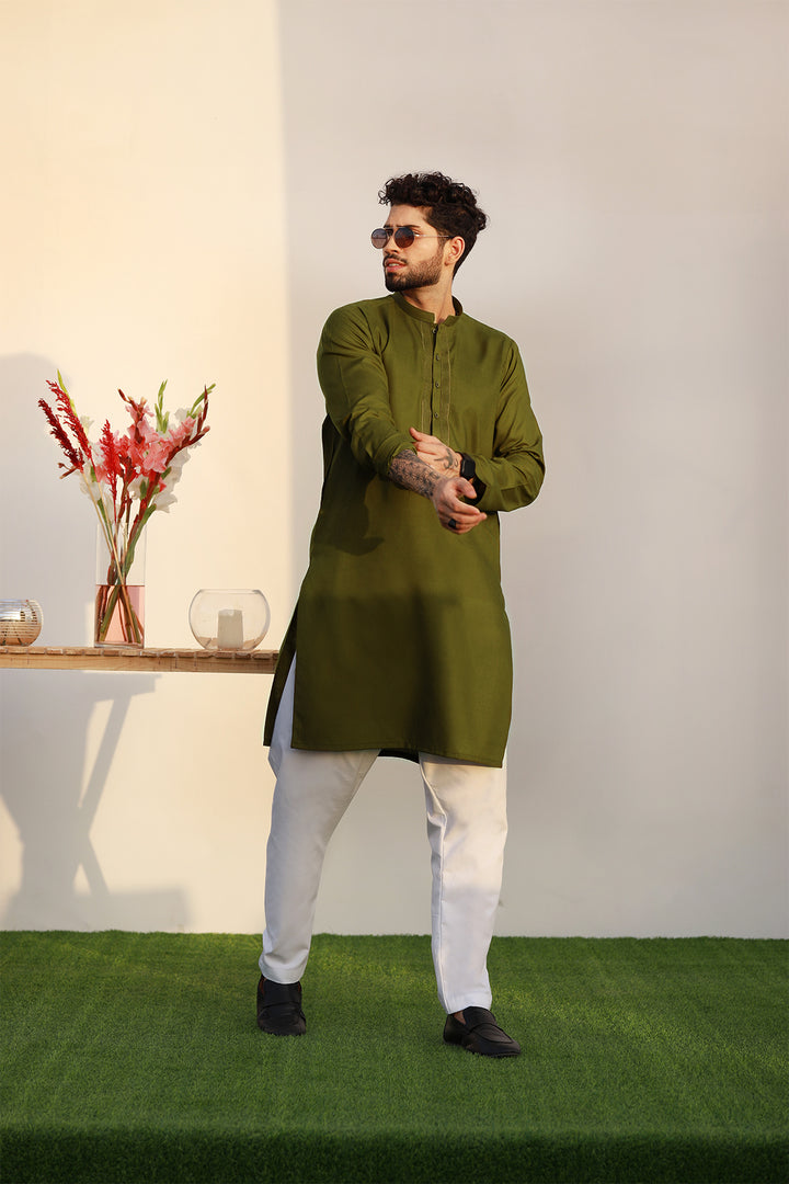 Green Embroidered Kurta - P22 - MK0003R
