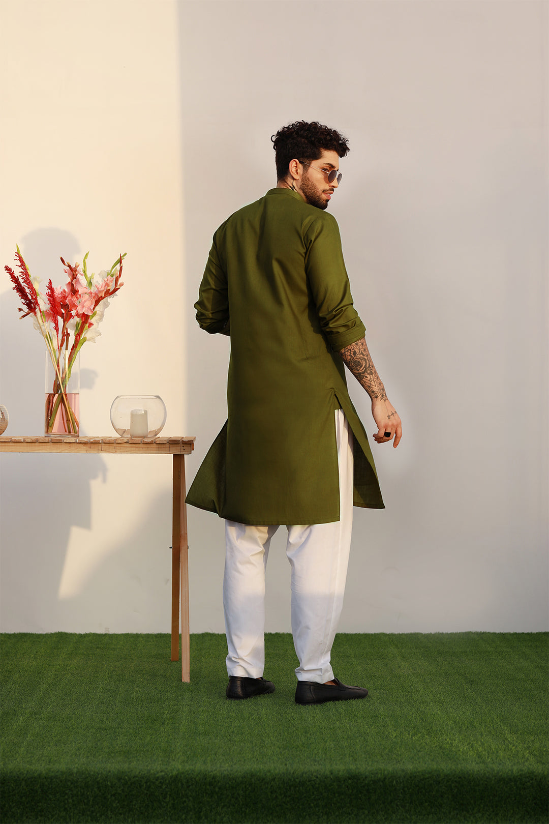 Green Embroidered Kurta - P22 - MK0003R