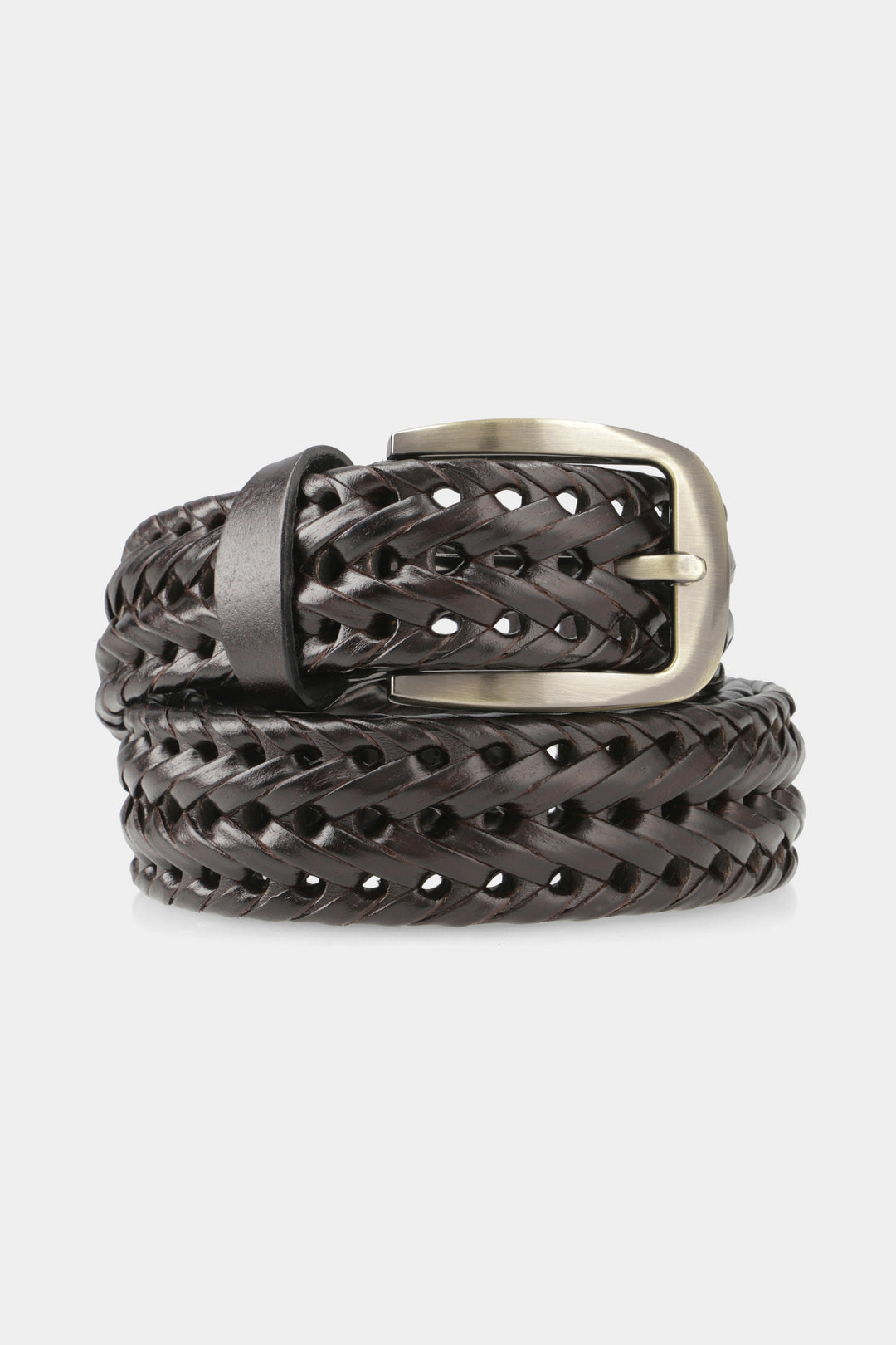 Black Braided Leather Belt - W21 - MB0005R
