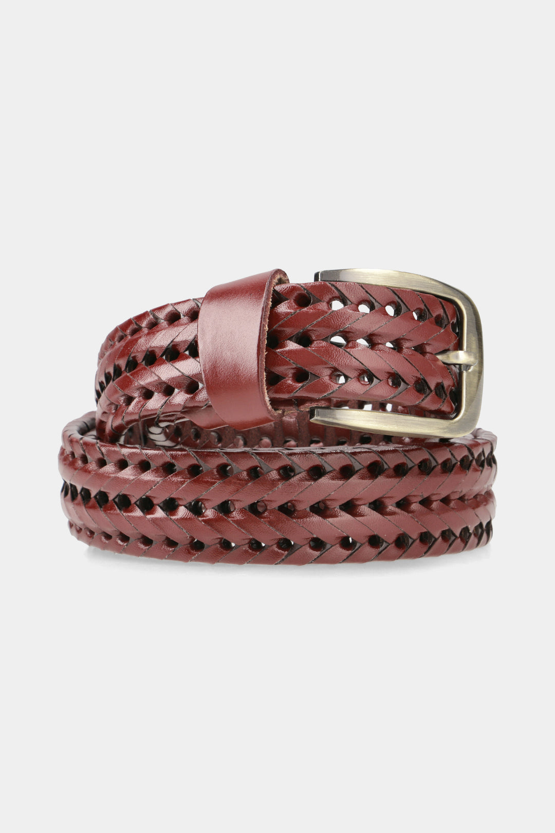 Brown Braided Leather Belt - W21 - MB0006R