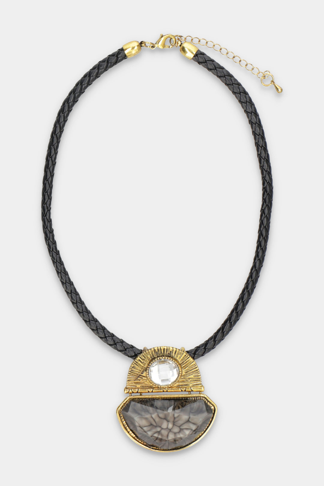 Black Cord Brass Pendant - W21 - WJW0002