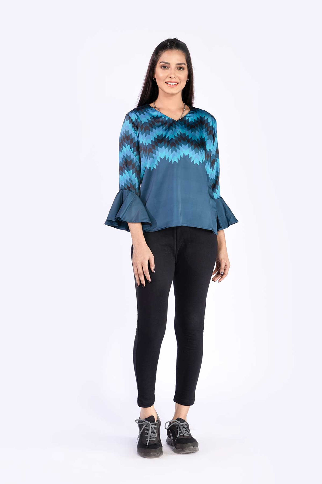 Aztec Flared Sleeves Top - A21 - WWT0007