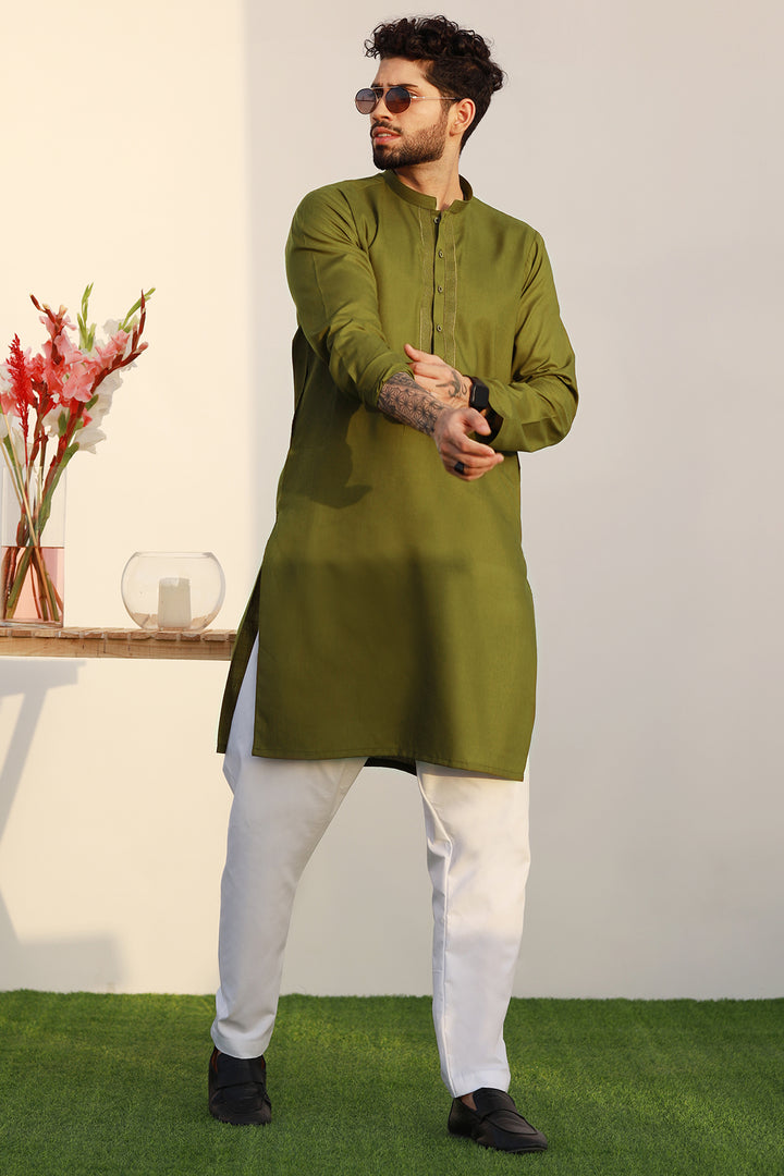 Green Embroidered Kurta - P22 - MK0003R
